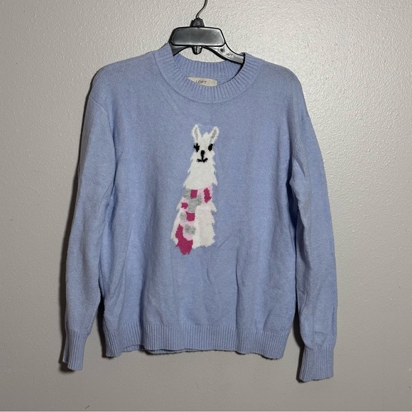 LOFT Women Blue Pullover Llama Winter Sweater Size M. - Picture 1 of 6